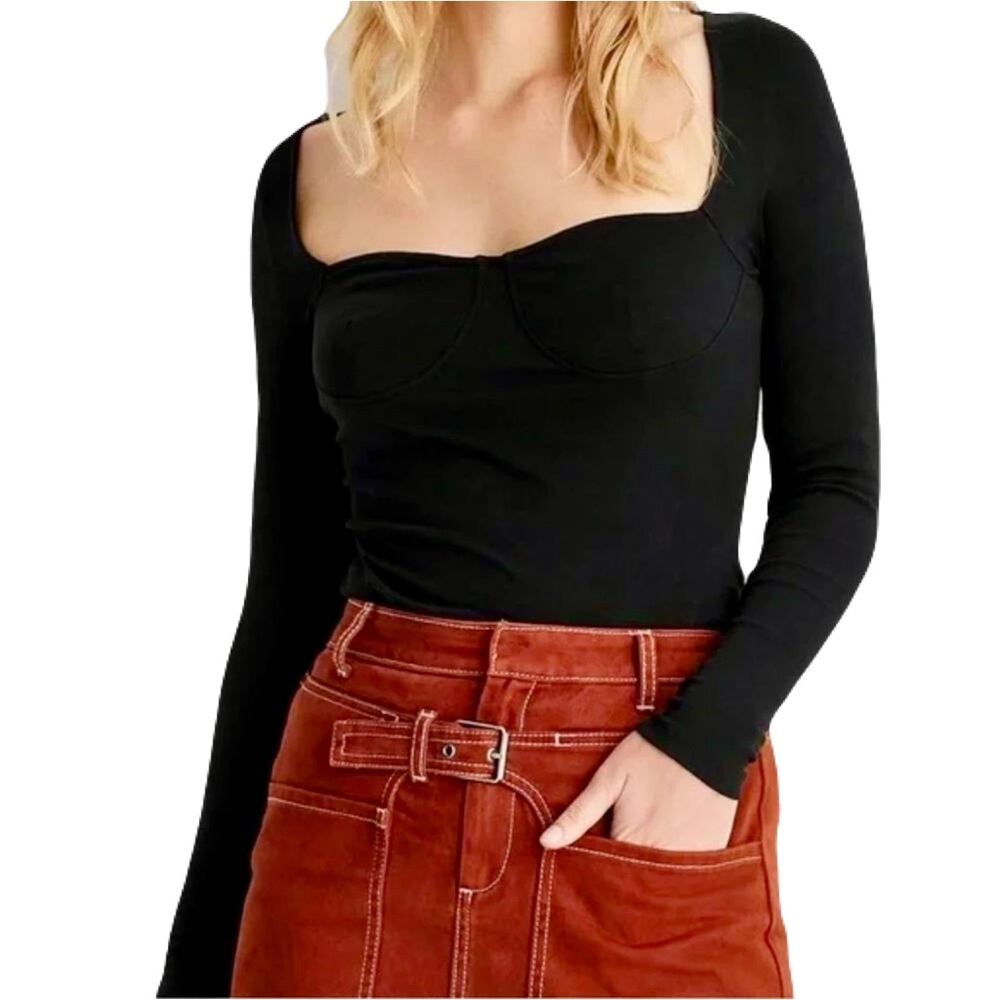 Future Collective Reese Blutstein Square Neck Long Sleeve Top Coquette Grunge